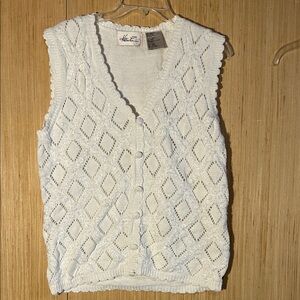 Kathie Lee Ivory Knit Button-Up Vest